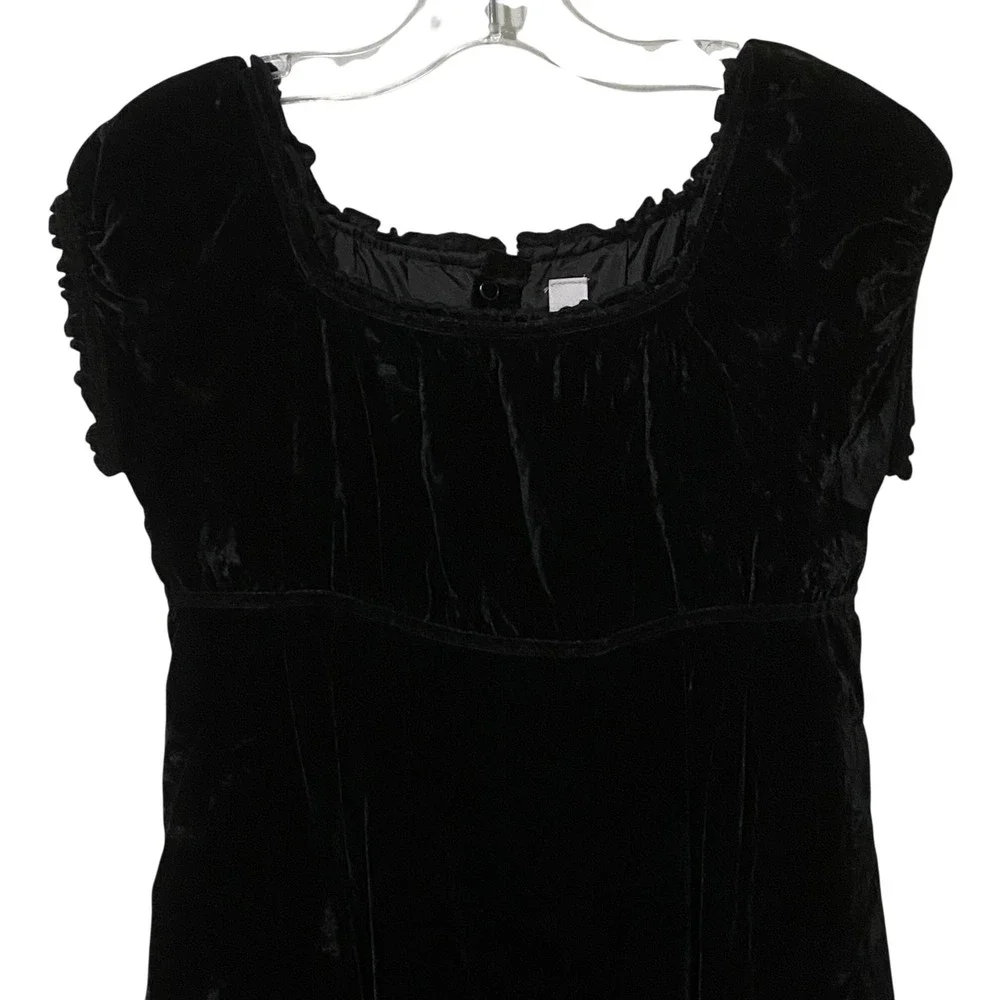 Girls‎ Black Velvet Twirl Dress M Empire Waist Holiday Christmas Event Party